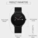 CRRJU 2258 Effortless Sophistication High Quality Black Stainless Steel Simple Casual Men's Watch – Dial Color: Orange, Strap Color: Black – Thumbnail 4