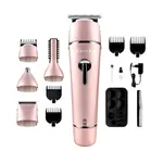 Kemei KM-1015 10 in 1 Electric Rechargeable Waterproof Hair Trimmer – Color: Pink – Thumbnail 1