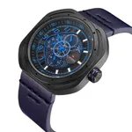 Naviforce NF9141 Rounded Square Quartz Leather Strap Men's Watch – Dial Color: Blue, Strap Color: Blue – Thumbnail 2