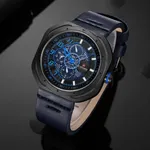 Naviforce NF9141 Rounded Square Quartz Leather Strap Men's Watch – Dial Color: Blue, Strap Color: Blue – Thumbnail 3