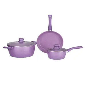 Gazi FE 2208 - 5C Non-Stick Cookware Fry Pan Set - Pink color