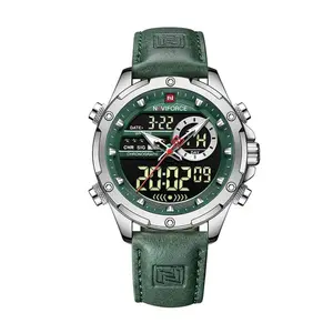 Naviforce NF9208 Genuine Leather Dual Display Luxury Fashion Men's Watch