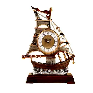 Vintage Deco Table Clock Rustic Living Room Desk Clock Ancient ship
