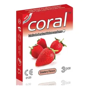 Coral Condom Strawberry Flavored 3's Pack – Ultra-Thin, Pleasure & Protection