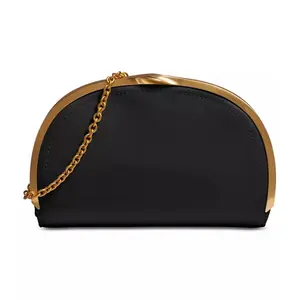 Leather Strap Gold-tone Hardware Magnetic Closure Clutch