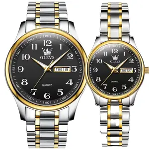 OLEVS 5567 Royal Stainless Steel Waterproof Chronograph Couple's Watch with Luminous