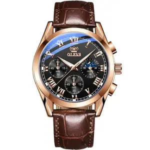 OLEVS 2871 Bold Style Leather Strap Luminous Chronograph Men's Quartz Wristwatch - Variant 3