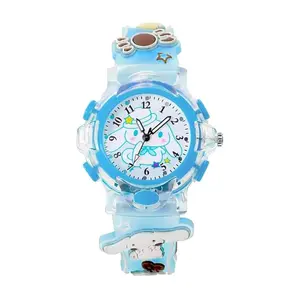 Time Up Analog Dial Cartoon 3D Printed Strap & Glowing Light Transparent Watch for Kids - Variant 2