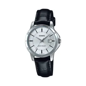 CASIO LTP-V004L-1AUDF Classic Leather Strap Stainless Steel Women's Analog Quartz Watch