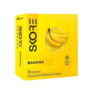 Skore Banana Flavoured 1500+ Dotted Condom - 3Pcs Pack