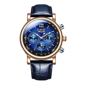 LIGE 8927 Analog Premium Leather Strap Men's Luxury Watch - Variant 2