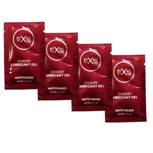 EXS Lubricant Cherry Flavored Water Based Personal Lubricant 5ml x 4 Pouch - Travel/Honeymoon Pack