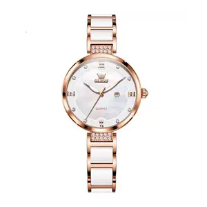 Olevs 5589 Fashion Quartz Round-dial Ceramic Analog Watch for Women - Variant 2