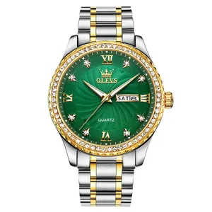 Olevs 5565 Luxurious Diamond Studded Bezel Stainless Steel Men's Analog Watch - Variant 3