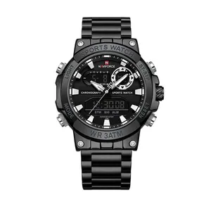 Naviforce 9237 Luxury Stainless Steel Strap Analog Digital Sports Men's Watch