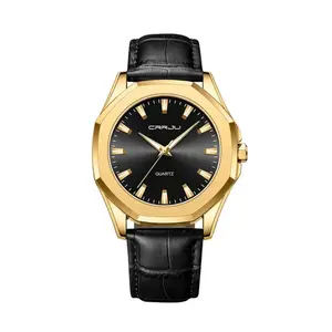 CRRJU 5015 Comfortable Genuine Leather Strap Luxury Fashion Men's Watch