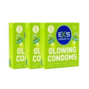 EXS Glow In The Dark Condom 3x3 Pack (9pcs) Ultra-Thin 0.07mm