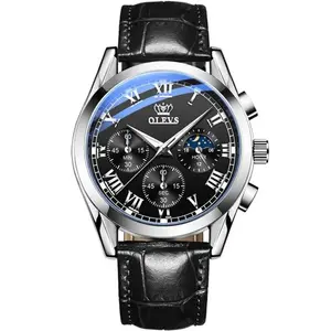 OLEVS 2871 Bold Style Leather Strap Luminous Chronograph Men's Quartz Wristwatch - Variant 2