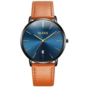 OLEVS 5869 Comfy Leather Strap Waterproof Ultra Slim Couple's Wristwatch - Variant 2