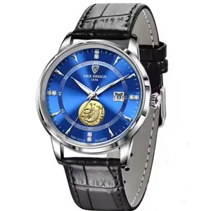 LIGE 10050 Exclusive Analog Goldfish Leather Strap Luxury Men's Watch - Variant 2