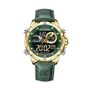 Naviforce NF9208 Genuine Leather Dual Display Luxury Fashion Men's Watch - Variant 4