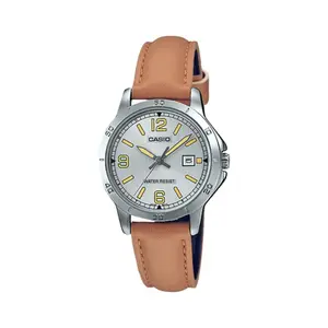 CASIO LTP-V004L-1BUDF Classic Leather Strap Stainless Steel Women's Analog Quartz Watch