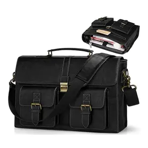 RAINSMORE Mens Messenger Bag 15.6 Inch Waterproof Leather Office Work Bag