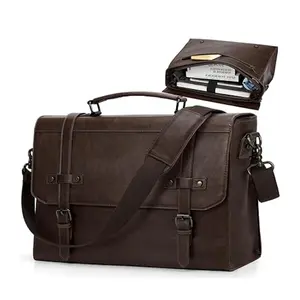 RAINSMORE Mens Waterproof Vintage Leather 17 Inch Large Office Business Bag