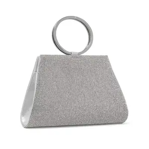 Synthetic Material & Magnetic Closure Party Silver Clutche