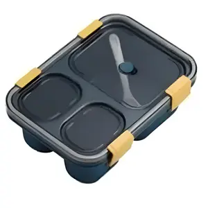 Laxson 7057 850ml Leak-Proof 3-Compartment Plastic Lunch Box