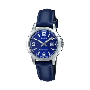 CASIO LTP-V004L-1BUDF Classic Leather Strap Stainless Steel Women's Analog Quartz Watch - Variant 2