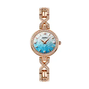 SKMEI 1738 Iced Elegant Round Dial Diamond Rhinestone Bracelet Design Women Watch