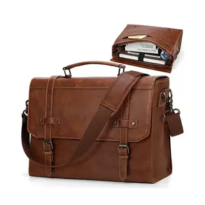 RAINSMORE Mens Waterproof Vintage Leather 17 Inch Large Office Business Bag - Variant 2