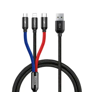 Baseus CAMLT-BSY01 3.5A 3-in-1 Nylon Braided Charging Cable
