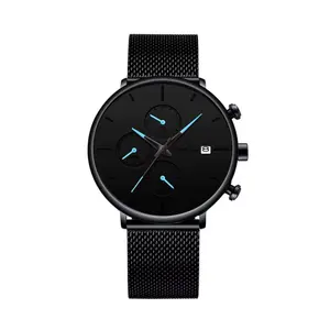 CRRJU 2268 Luxury Black Mesh Steel Band Chronograph Casual Fashion Men’s Watch - Variant 3