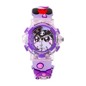 Time Up Analog Dial Cartoon 3D Printed Strap & Glowing Light Transparent Watch for Kids - Variant 3