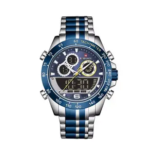 Naviforce NF9188 Luxury Stainless Steel Strap Analog Digital Sports Men's Watch
