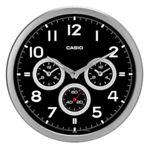 CASIO IQ-90A-8DF Dual-Time Display Silver & Black Wall Clock