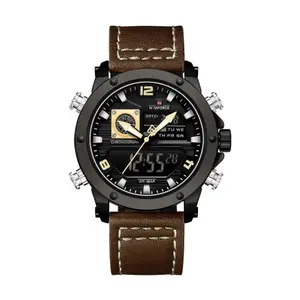 Naviforce NF9236 Military Style Comfortable Leather Strap Dual Movement Sports Men’s Watch