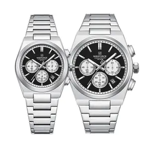 Naviforce NF8048 High Quality Stainless Steel Chronograph Classic Stylish Couple's Watch - Variant 1