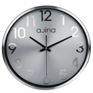 Ajina Deluxe Wall Clock Round W/O Digit Silver