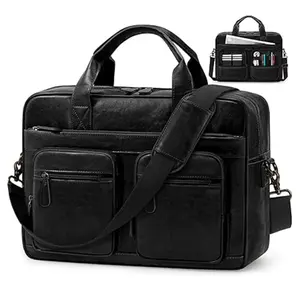 RAINSMORE 15.6 Inch Men PU Vegan Leather Waterproof Office Work Bag