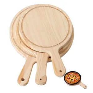 05pic Simple Style Wooden Round Shaped Pizza Tray