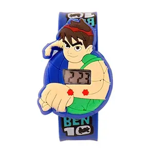 S S TRADERS Cartoon Ben 10 Shaped Slap Snap On Silicone Digital Wrist Watch for Boys - Variant 3