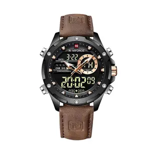 Naviforce NF9208 Genuine Leather Dual Display Luxury Fashion Men's Watch - Variant 1