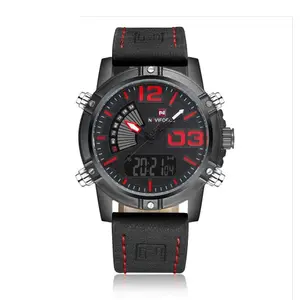 Naviforce NF9095 Comfortable Leather Strap Dual Movement Multi-Functional Fashion Men's Watch