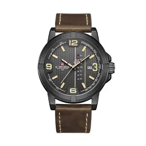 Naviforce NF9177 Top Quality Leather Strap Creative Calendar Unique Fashion Men's Watch - Variant 1