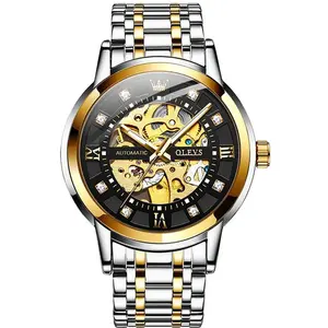 Olevs 9901 Diamond Hour Marker Stainless Steel Hollow Mechanical Men's Watch