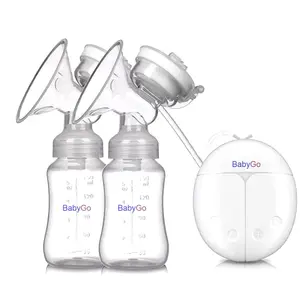 Double Pump Electric Portable Manual Breast Pump with 2 Bottles