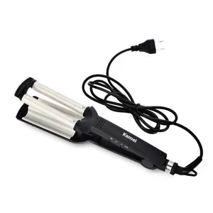 Kemei KM-2022 Hair Curling Ceramic 3 Barrel Clamp Curler Random Color